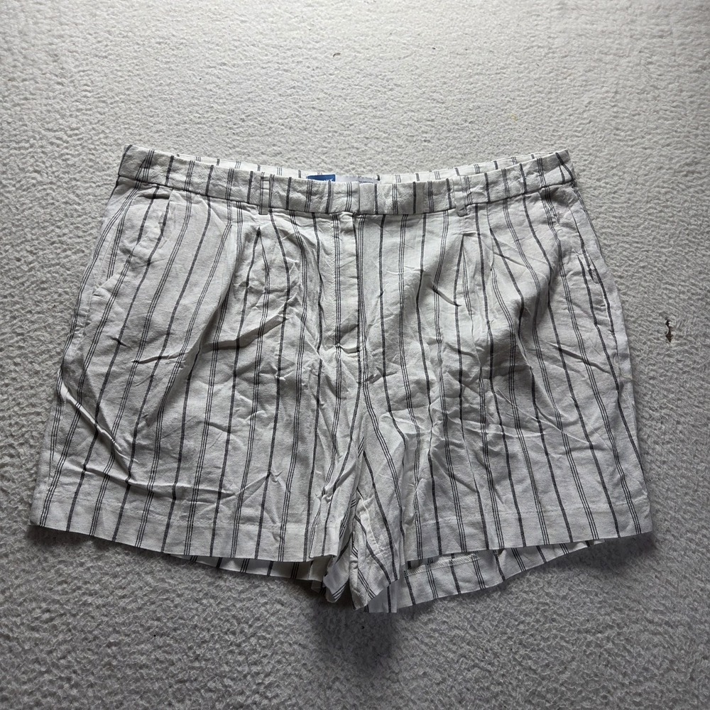 Old Navy Shorts Womens Plus 2X White Stripe Chino Linen Rayon Taylor Casual